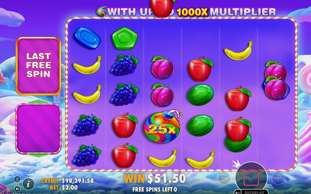 Freispiele mit Multiplikator-Bomben im 6x5-Feld